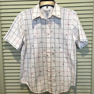 Cottagecore Grandmacore Embroidered Buttonup Womens Top SM